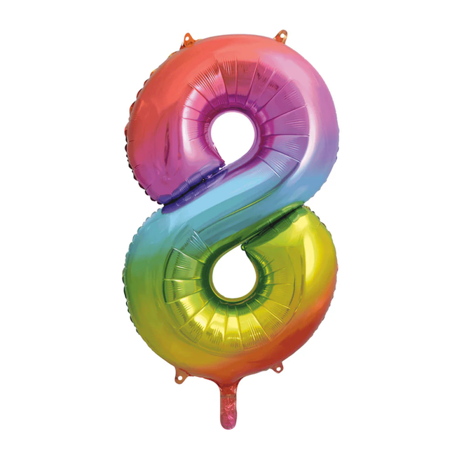 Rainbow 8 Number Foil Balloon 34"