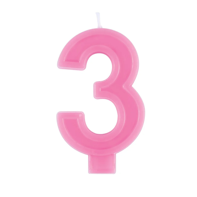 Raised Border Number 3 Birthday Candle