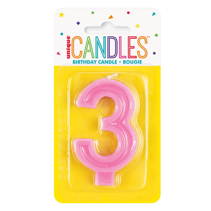 Raised Border Number 3 Birthday Candle