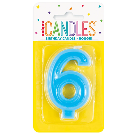 Raised Border Number 6 Birthday Candle