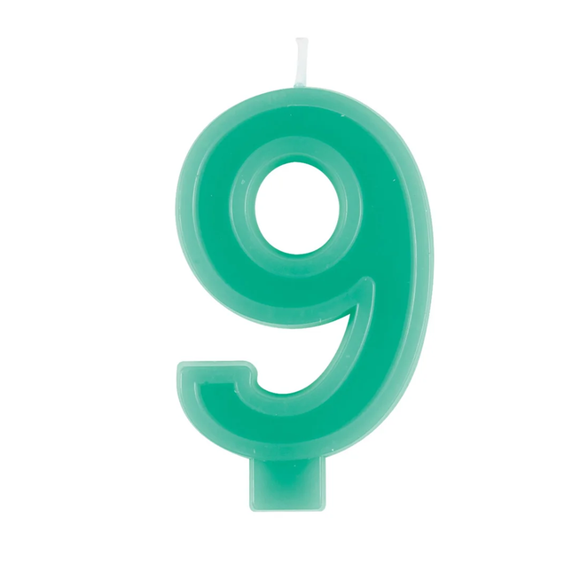 Raised Border Number 9 Birthday Candle