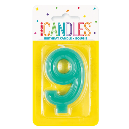 Raised Border Number 9 Birthday Candle