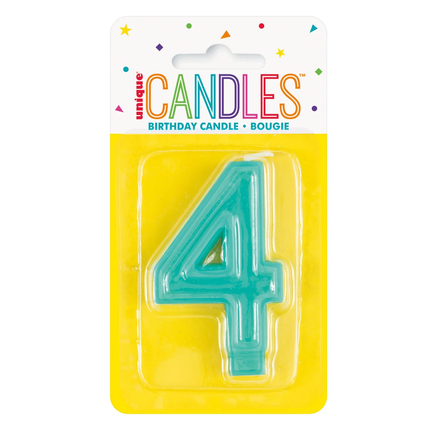 Raised Border Number 4 Birthday Candle