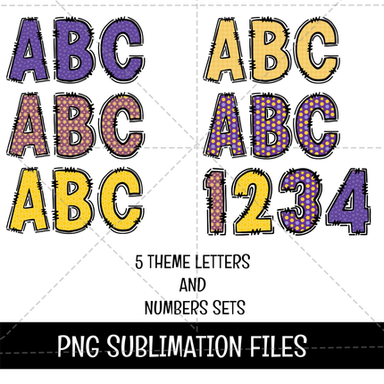 Rapunzel Doodle Alphabet Letters, Numbers PNG Bundle Instant Download