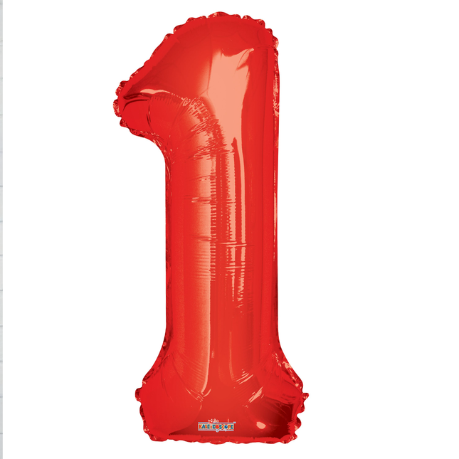 Red 1 Number Foil Balloon 34"