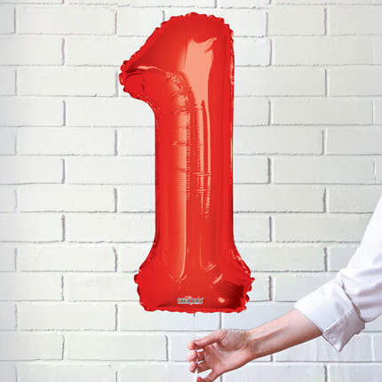 Red 1 Number Foil Balloon 34"