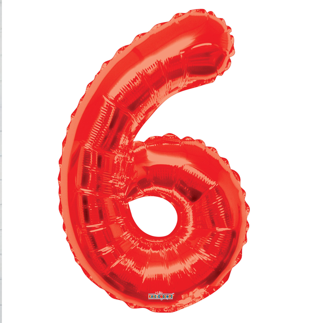 Red 6 Number Foil Balloon 34"