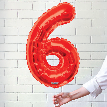 Red 6 Number Foil Balloon 34"