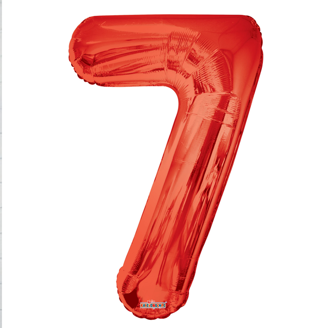 Red 7 Number Foil Balloon 34"