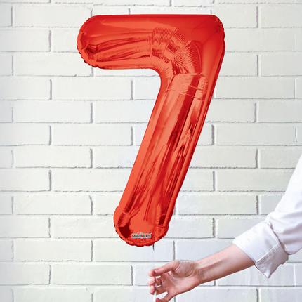 Red 7 Number Foil Balloon 34"