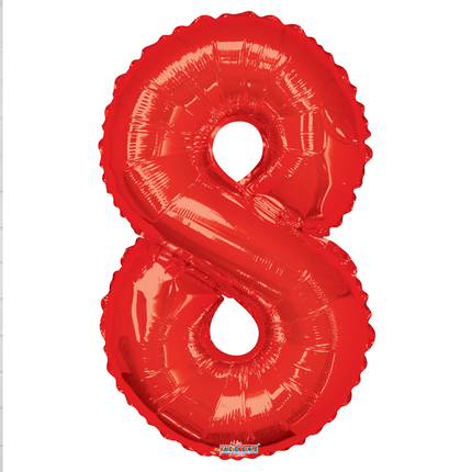 Red 8 Number Foil Balloon 34"