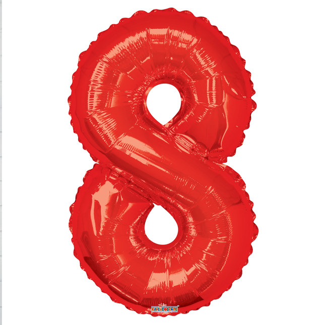 Red 8 Number Foil Balloon 34"