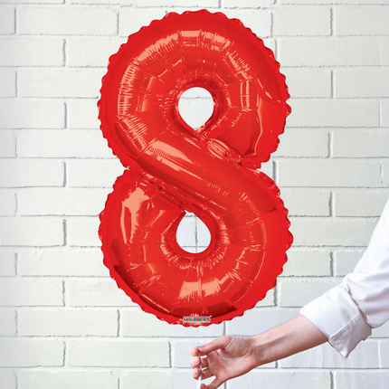 Red 8 Number Foil Balloon 34"