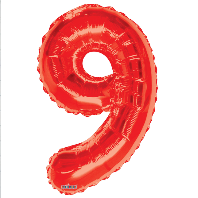 Red 9 Number Foil Balloon 34"