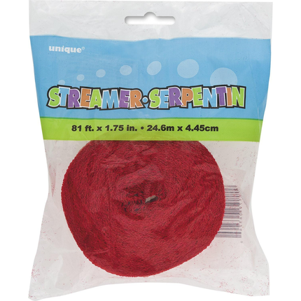 Ruby Red Crepe Paper Streamer, 81 ft