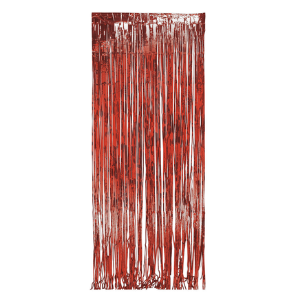 Red Metallic Foil Fringe Backdrop Curtain 6.5 ft
