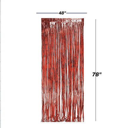 Red Metallic Foil Fringe Backdrop Curtain 6.5 ft