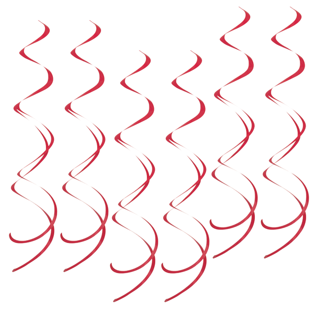 Ruby Red Solid Hanging Swirl Decorations, 8ct