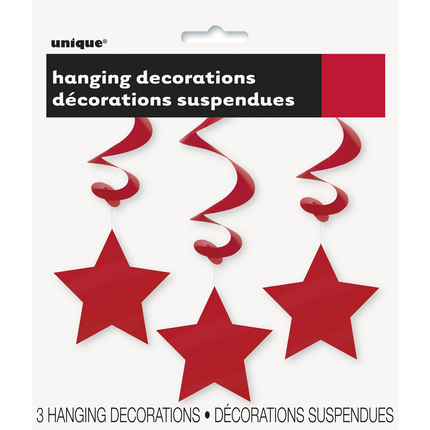 Red Solid Hanging Swirl Decorations, 26", 3ct