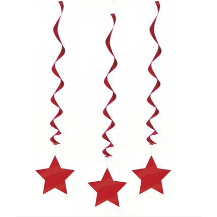 Red Solid Hanging Swirl Decorations, 26", 3ct