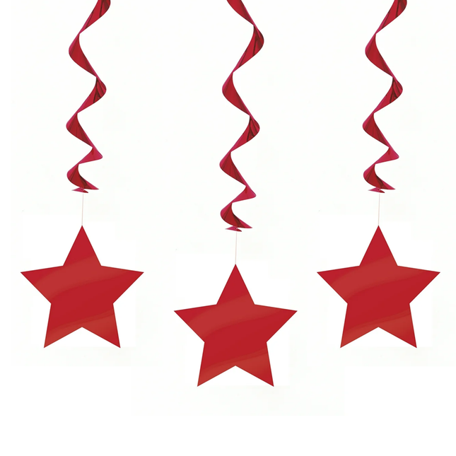 Red Solid Hanging Swirl Decorations, 26", 3ct