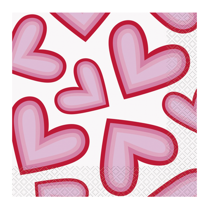 Retro Valentine Hearts Luncheon Napkins 16ct