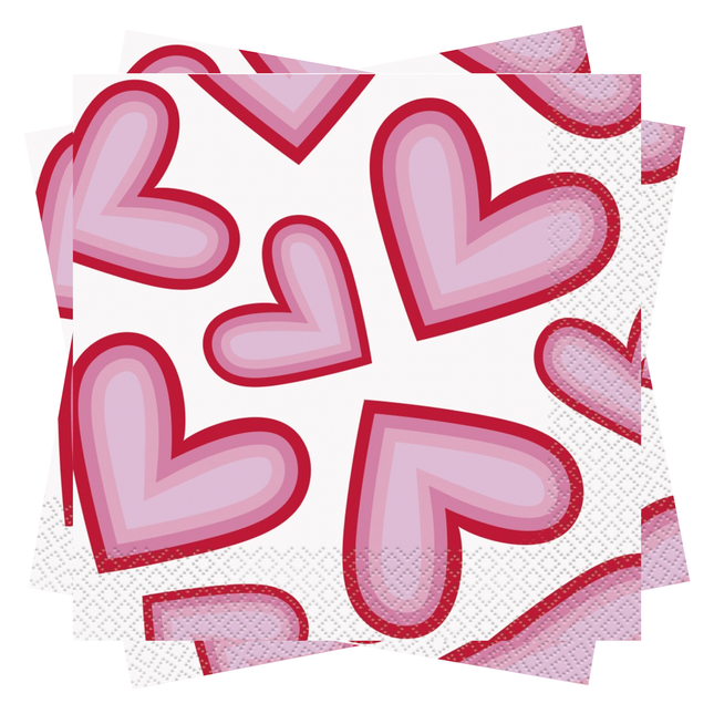 Retro Valentine Hearts Luncheon Napkins 16ct