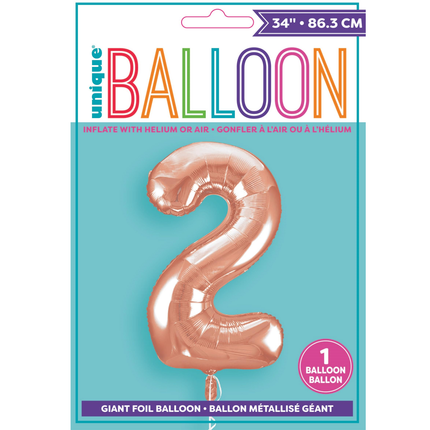 Rose Gold 2 Number Foil Balloon 34"