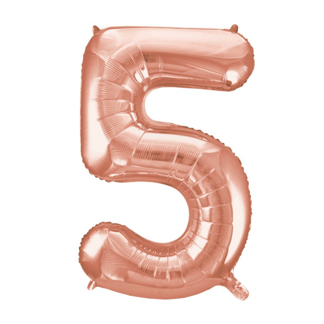 Rose Gold 5 Number Foil Balloon 34"