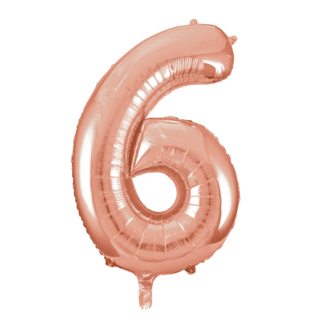 Rose Gold 6 Number Foil Balloon 34"