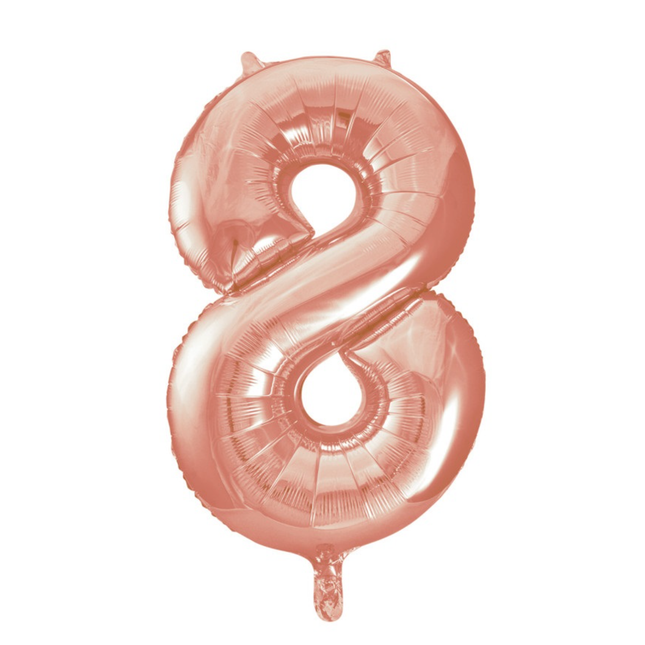Rose Gold 8 Number Foil Balloon 34"