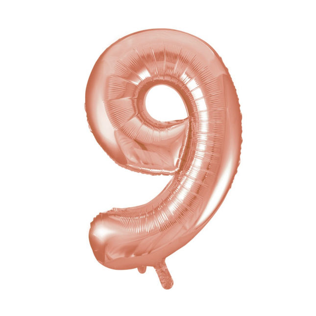 Rose Gold 9 Number Foil Balloon 34"