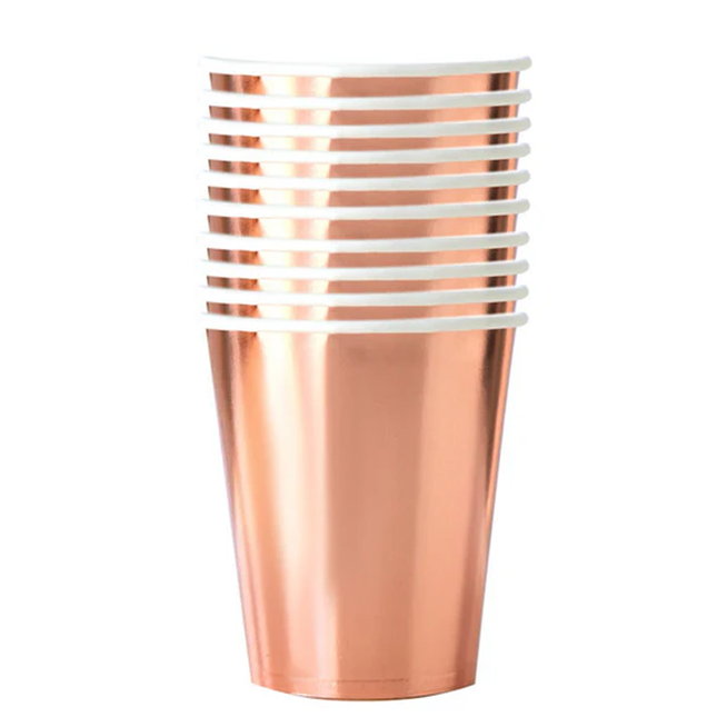 Rose Gold Foil 12oz Paper Cups, 8ct