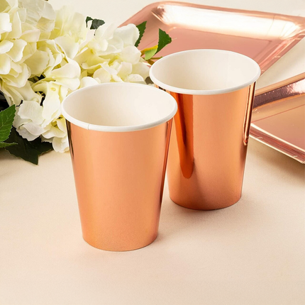 Rose Gold Foil 12oz Paper Cups, 8ct