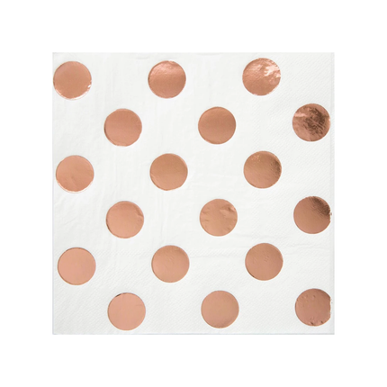 Rose Gold Metallic Dots Beverage Napkins, 16ct