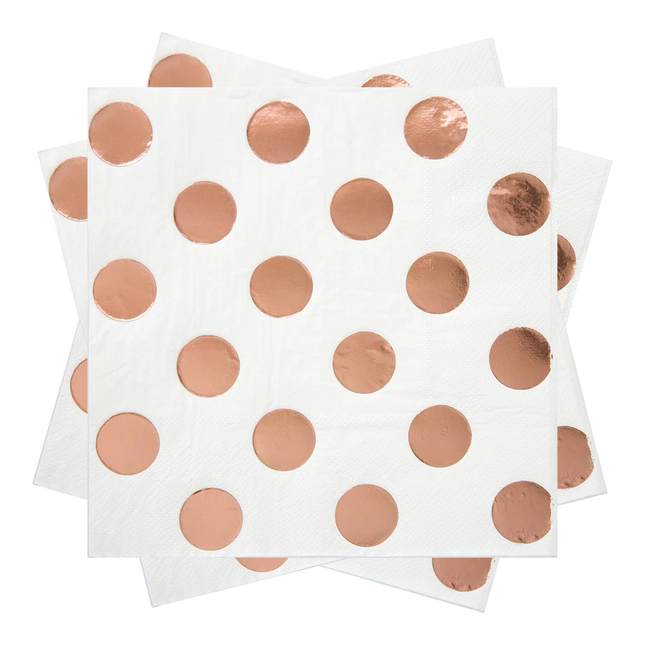 Rose Gold Metallic Dots Beverage Napkins, 16ct