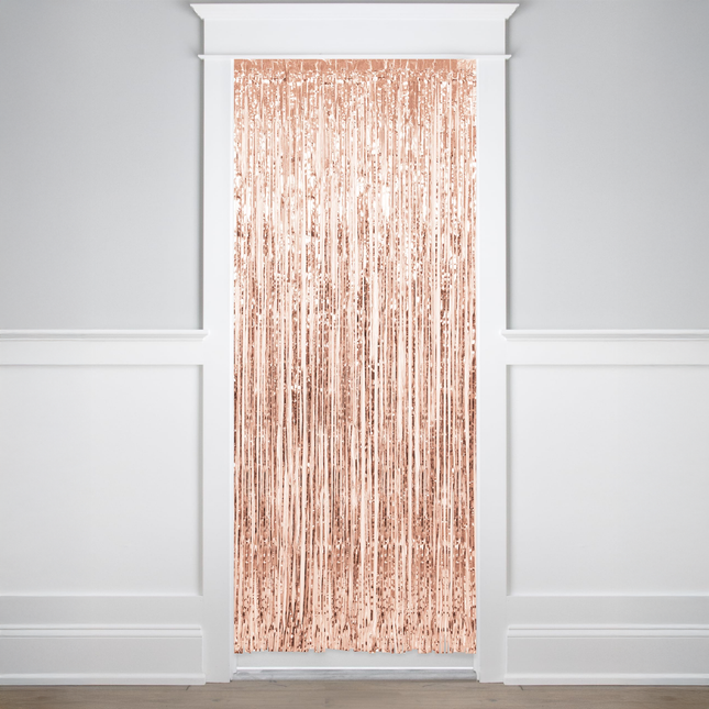 Rose Gold Foil Fringe Door Curtain, 3.25 ft x 6.5 ft