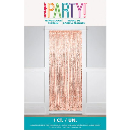 Rose Gold Foil Fringe Door Curtain, 3.25 ft x 6.5 ft