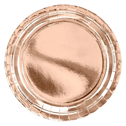 Rose Gold Foil Round 9" Dinner Plates, 8ct
