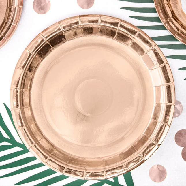 Rose Gold Foil Round 9" Dinner Plates, 8ct