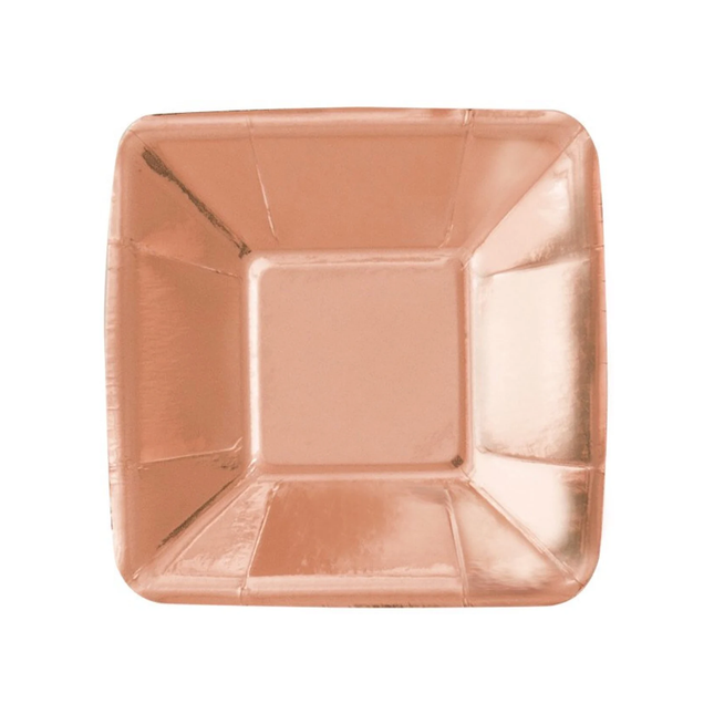 Rose Gold Foil Square 5" Appetizer Plates, 8ct