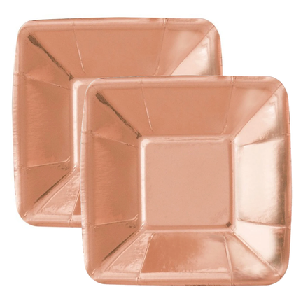 Rose Gold Foil Square 5" Appetizer Plates, 8ct