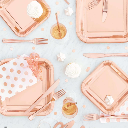 Rose Gold Foil Square 5" Appetizer Plates, 8ct
