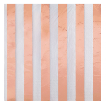 Rose Gold Metallic Stripes Luncheon Napkins, 16ct