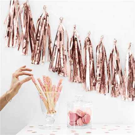 Rose Gold Foil Tassel Garland, 9 ft
