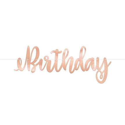 Rose Gold Script "Happy Birthday" Banner, 7 ft