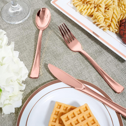 Rose Gold Solid Assorted Plastic Cutlery, 18ct