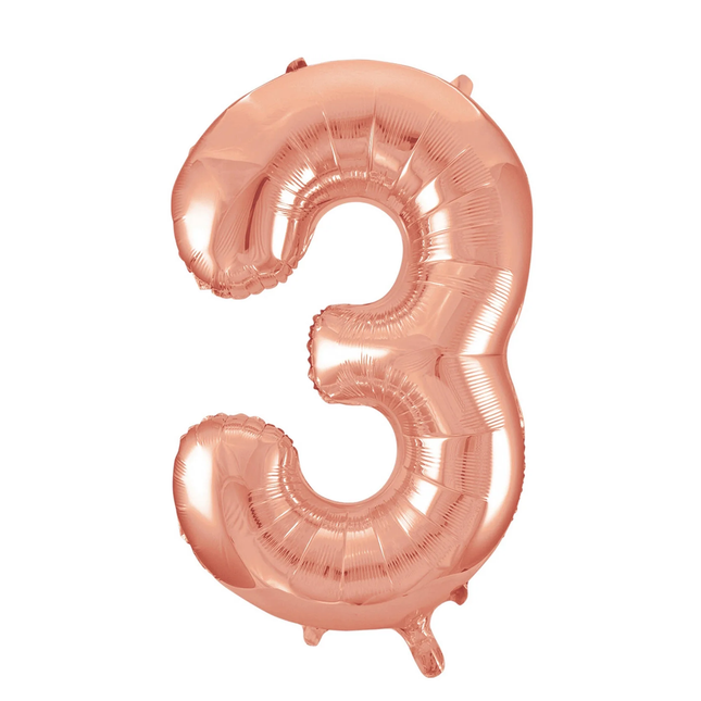 Rose Gold 3 Number Foil Balloon 34"