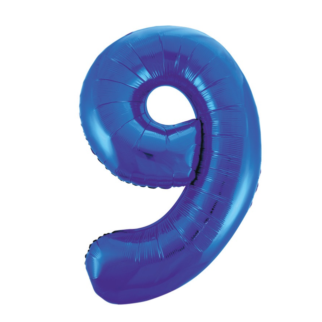 Royal Blue 9 Number Foil Balloon 34"