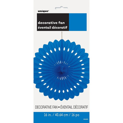 Royal Blue Solid Tissue Paper Fan 16"